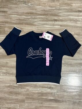! NEW ! Official NFL Woman’s Navy Dallas Cowboys V-Neck Pullover Sweatshirt